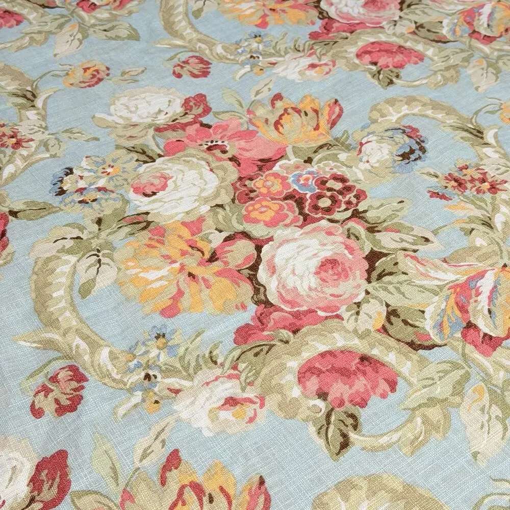 Waverly Linen Blend Reversible Comforter Floral Striped Full/Queen Sage Tones